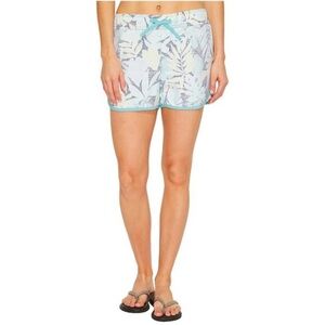 Columbia Women's Leaf Print Athletic Shorts - Blue and White